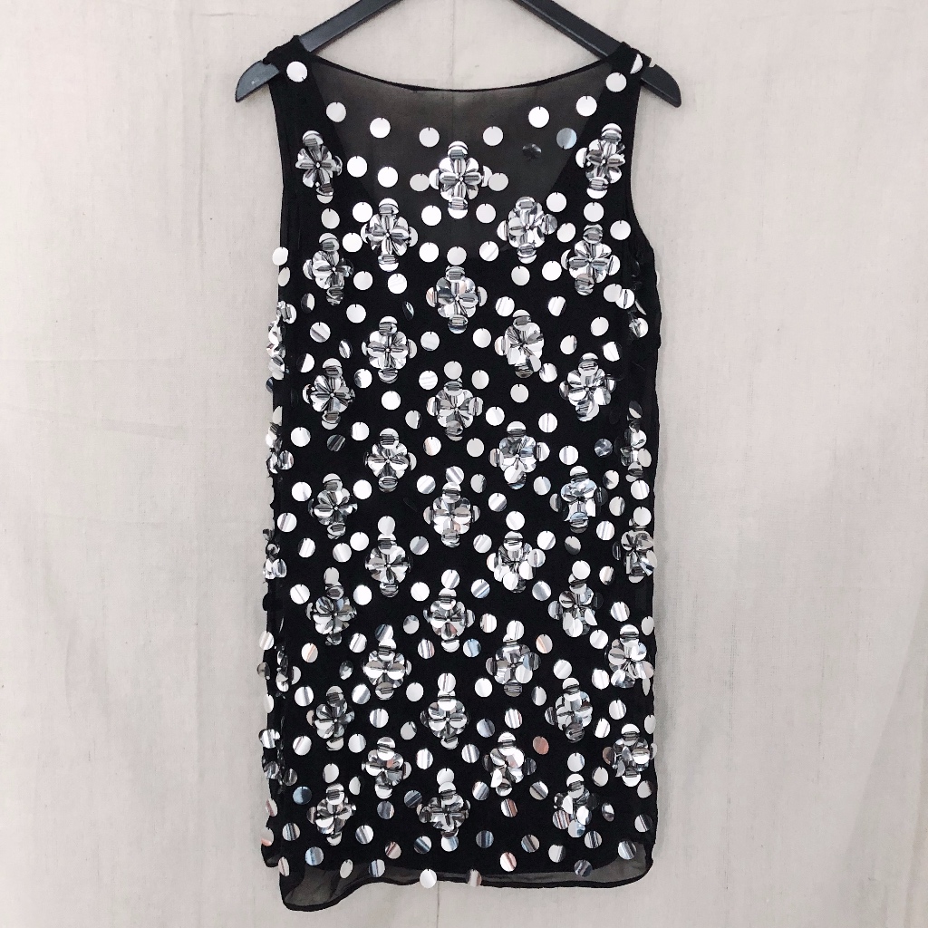Milly Black And Silver Sequin Dress